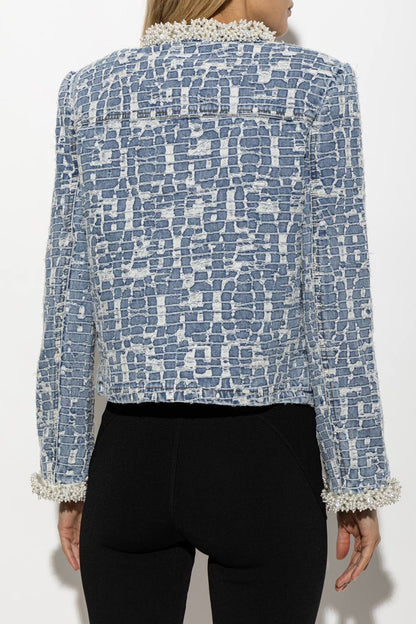 Blue Textured Denim Jacket