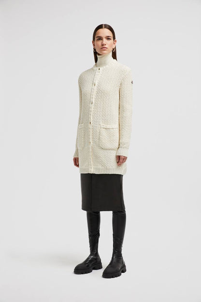 MC Mixed Media Padded Down Wool-Cotton Long Cardigan