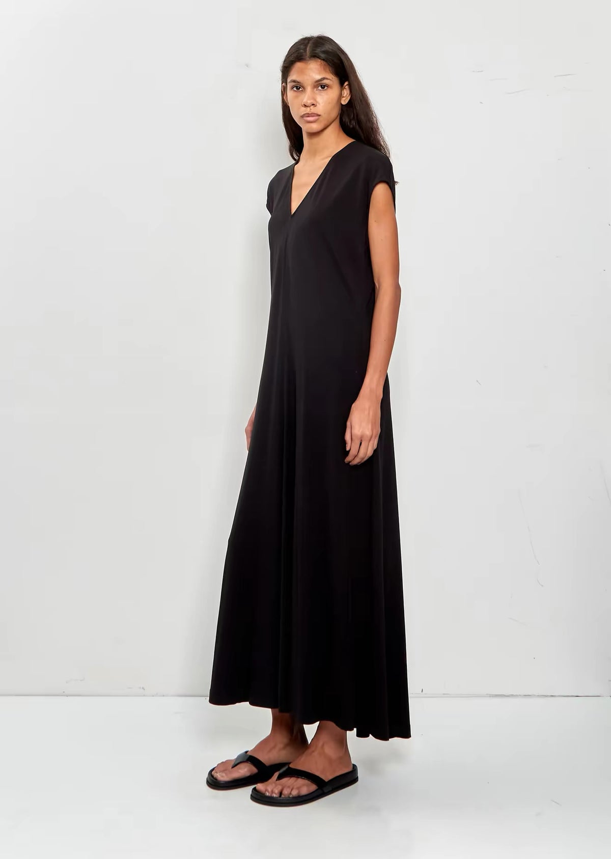 Tot V-Neck Viscose-blend Jersey Cap Sleeve Maxi Dress