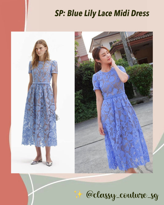 SP Blue Lily Lace Midi Dress