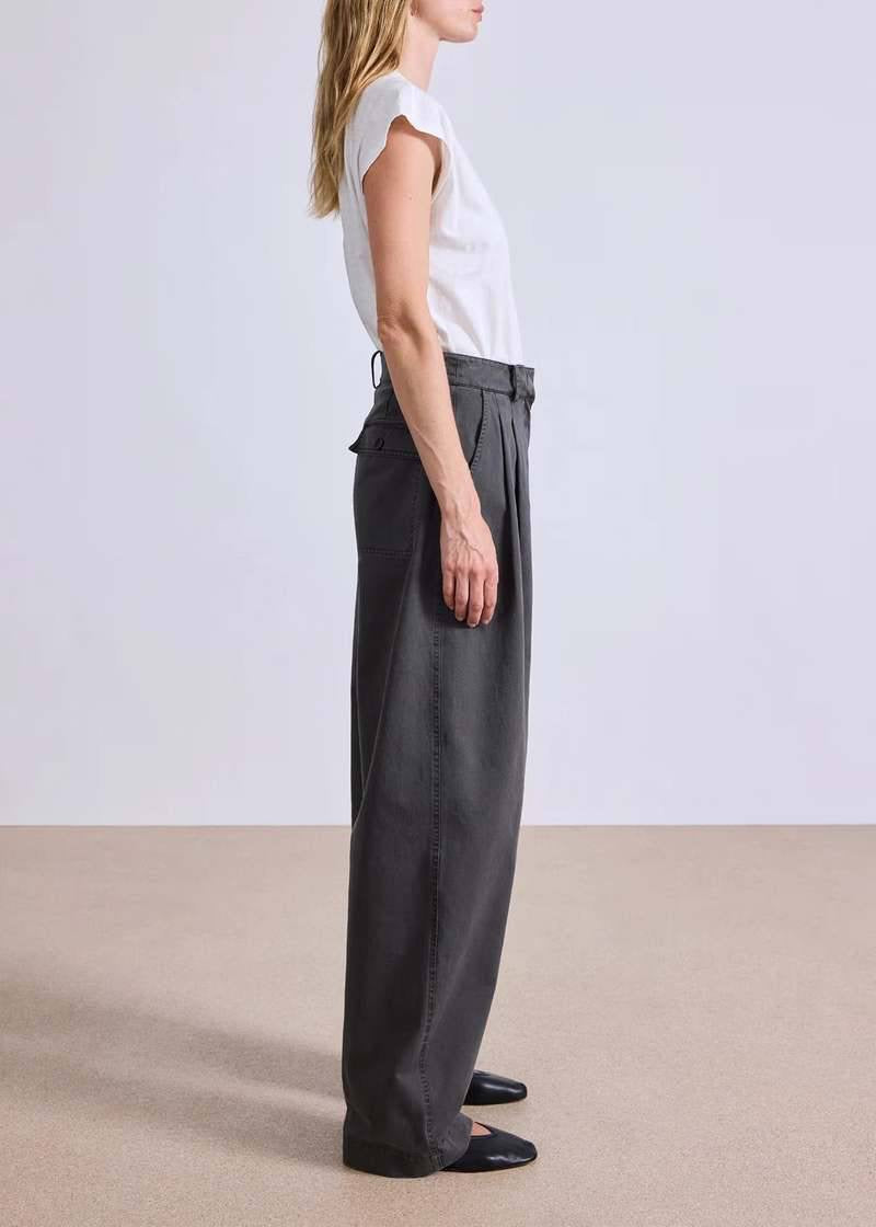 AA Mirabelle Trouser Cotton High Waist Pants in Deep Olive