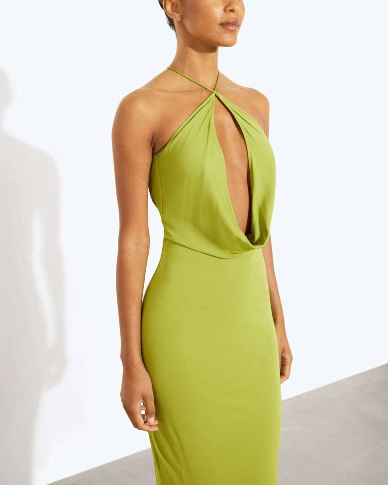 RB Giovanna FSC Viscose Jersey Halter Plunge Backless Maxi Dress