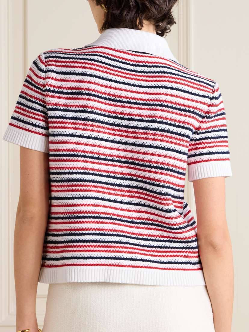 GC Striped Jacquard-knit Cotton-blend Polo Shirt