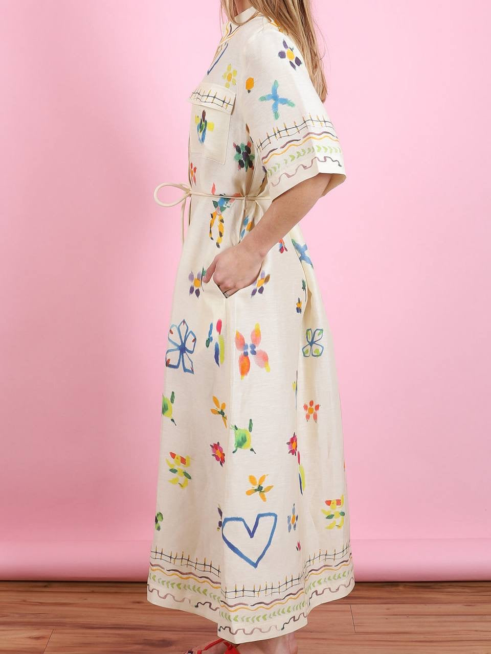 ALM Sidi Linen-Viscose Shirtdress Midi Dress