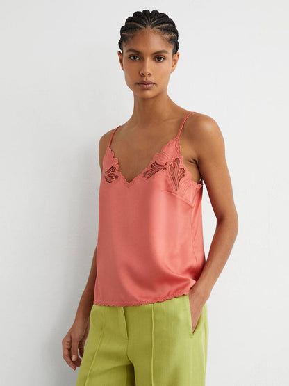 RS Joanie Satin Lace-Detail Cami Top