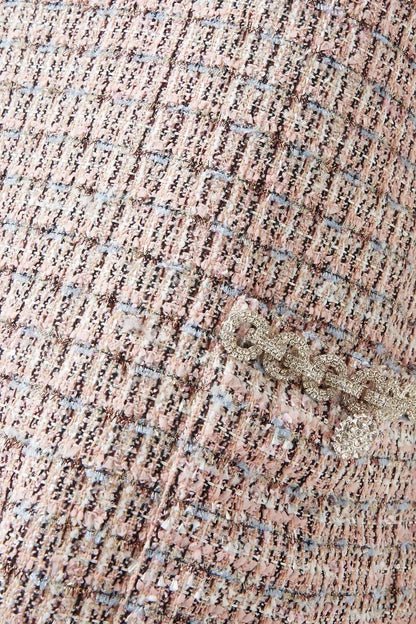 SP Diamante-Trim Pink Boucle Shift Mini Dress