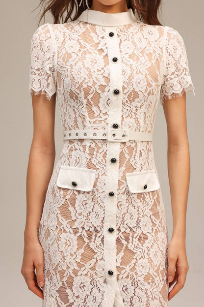 SP White Cocktail Lace Midi Dress