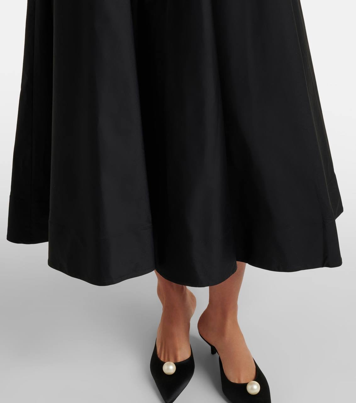 SP Black Belted Peplum Midi Dress in Taffeta