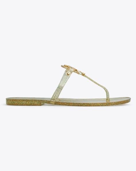 TB Mini Miller Flat Thong Flip Flops Clear Jelly Sandals in Glitter & Transparent