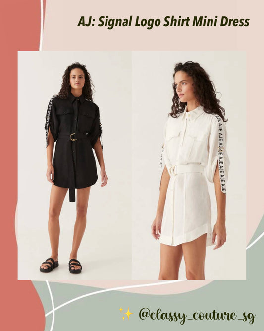 AJ Signal Logo Shirt Linen-Rayon Mini Dress