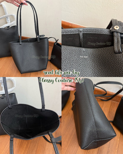 3 Sizes! TR Olive & Black Grained Calfskin Park Tote Three Bag in Small | Medium | Large