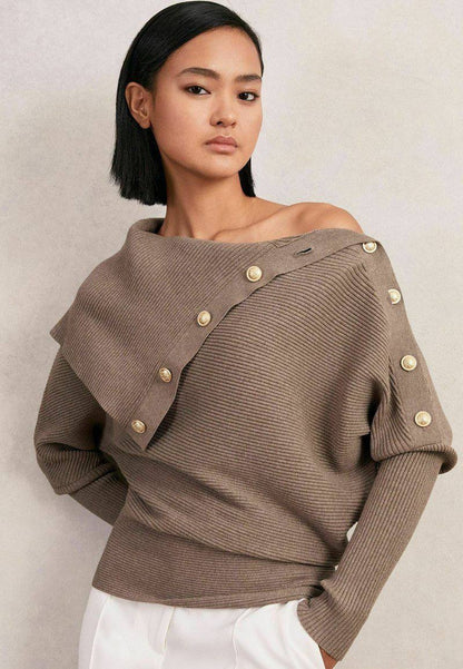 RS Lexi Rib Viscose-blend Knit Off Shoulder Jumper Sweater