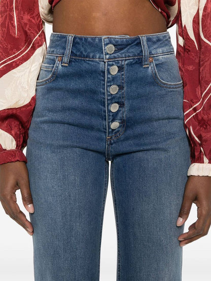 Missa Button-front Stretch-Cotton Denim Flared Jeans