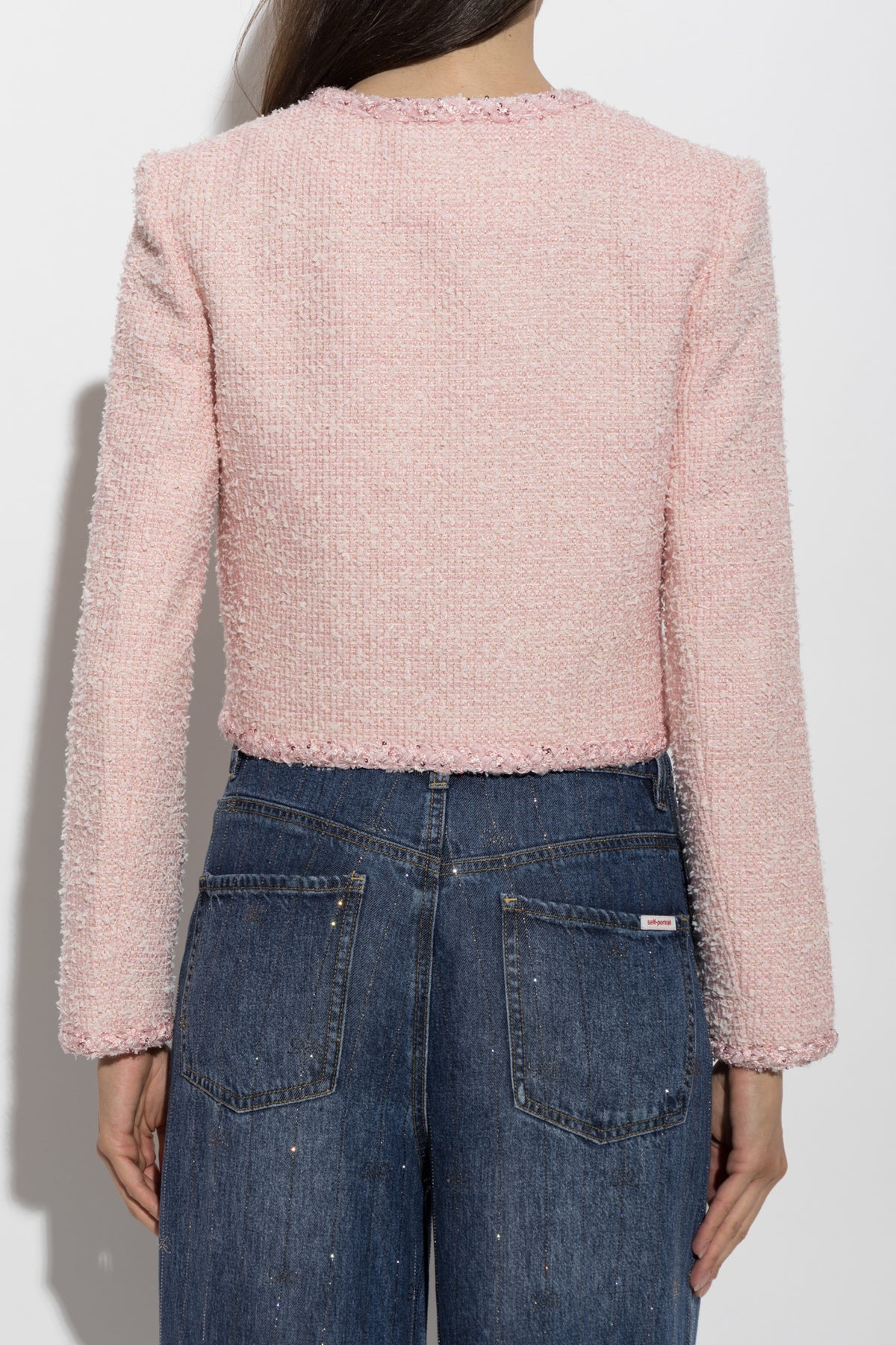 SP Pink Cropped Boucle Tinsel Jacket | Mini Skirt | Set