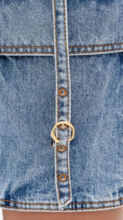 AJ Juno Denim Shirt | Micro Mini Skirt | Set