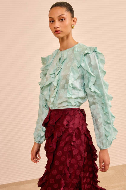 UJ Della Cascading Ruffle Blouse