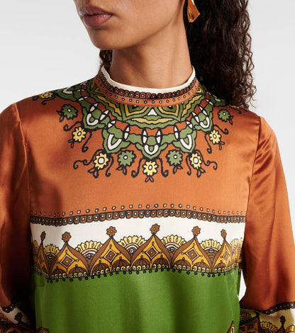 ALM Contina Silk Midi Dress in Multi