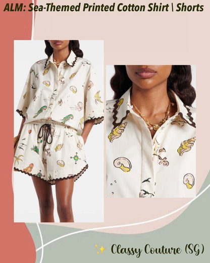 ALM Sea-Themed Printed Cotton Shirt | Shorts