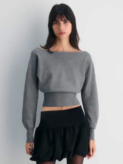 4 Colors! ARZ Crescendo Boat Neck Viscose-blend Wonder Yarn Ribbed Knit Sweater