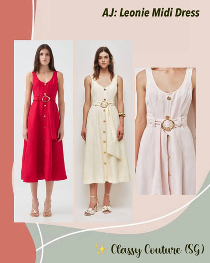 AJ Leonie Linen-blend Midi Dress