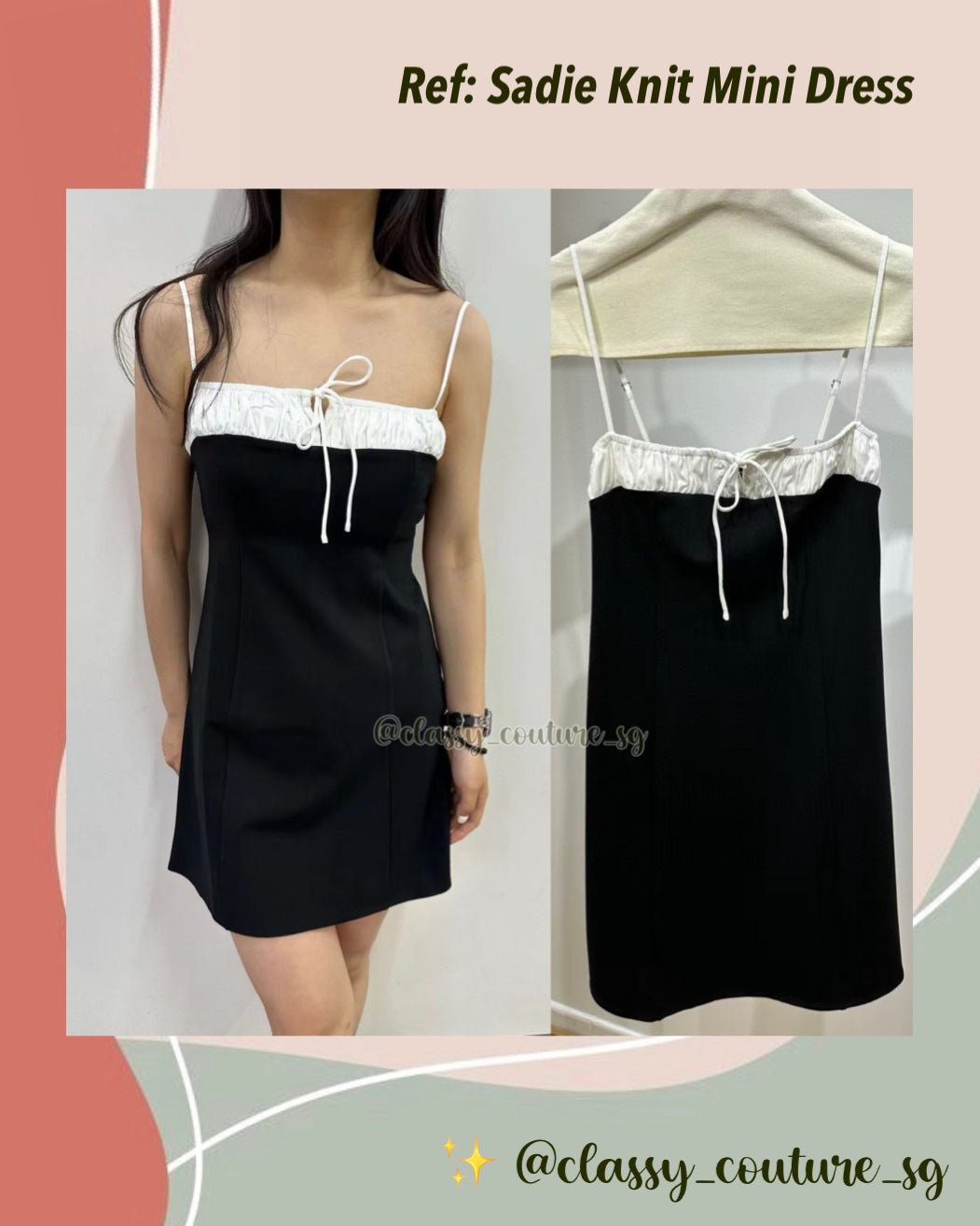 Ref Sadie Knit Mini Dress in Black/white