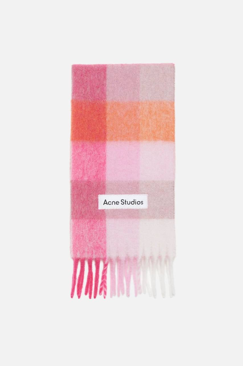 4 Colors! AC Checked Alpaca-Wool-Mohair blend Fringed Scarf