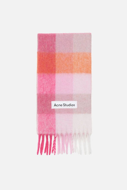 4 Colors! AC Checked Alpaca-Wool-Mohair blend Fringed Scarf