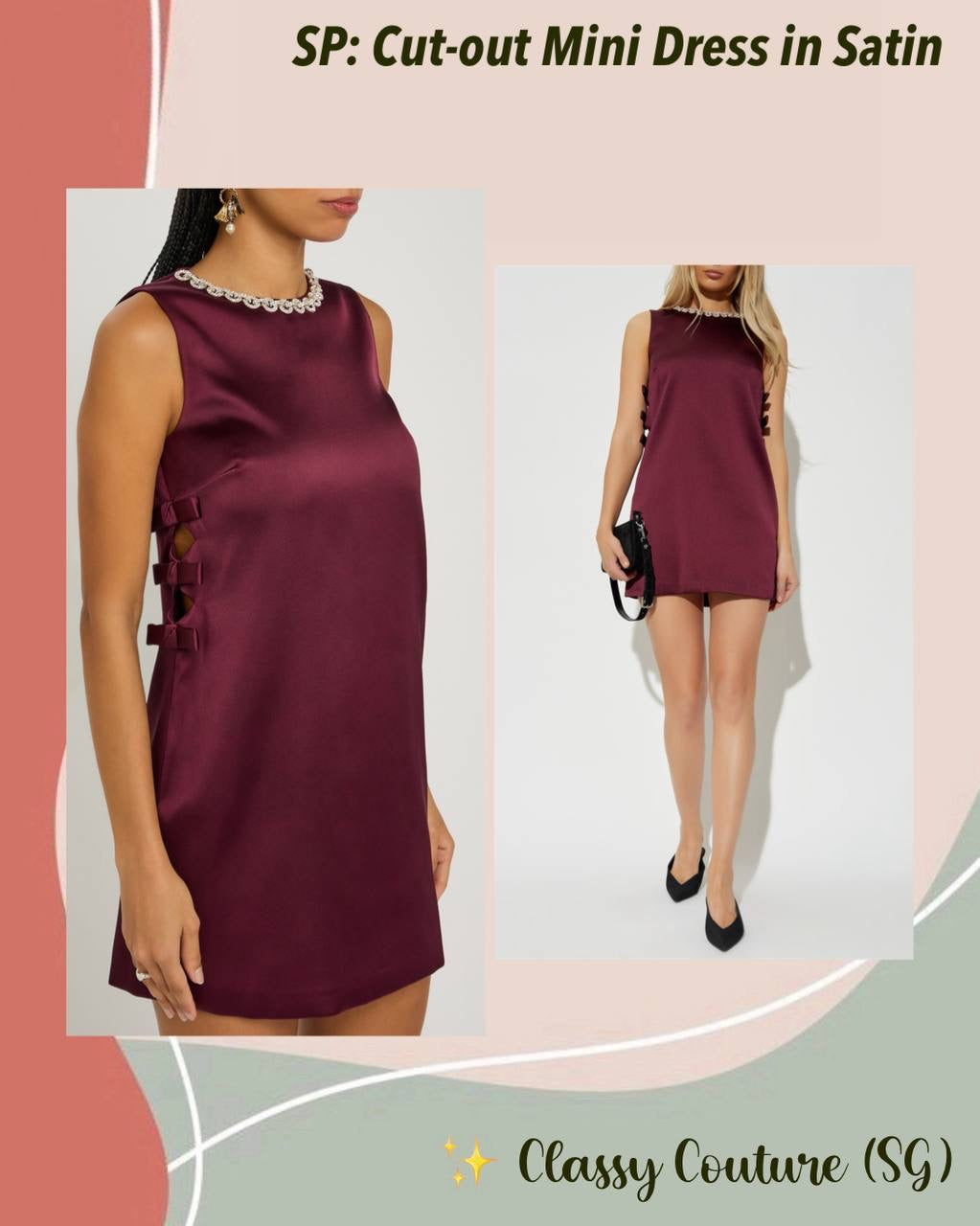 SP Cut-out Mini Dress in Satin