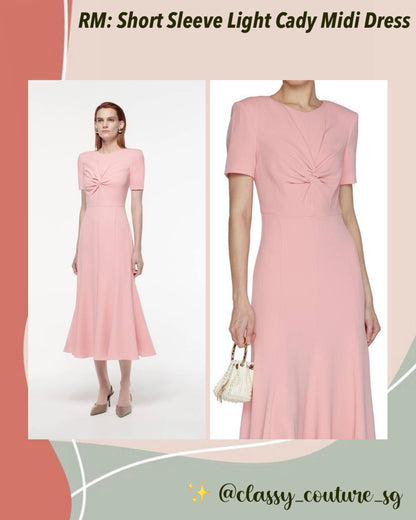 RM Short Sleeve Light Cady Midi Dress Twist Light Pink