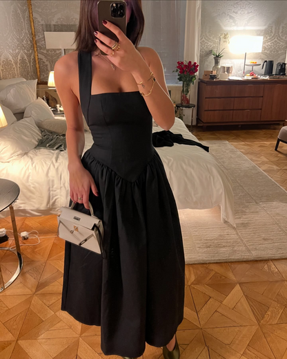 HS Faille Halter Cotton-blend Midi Dress