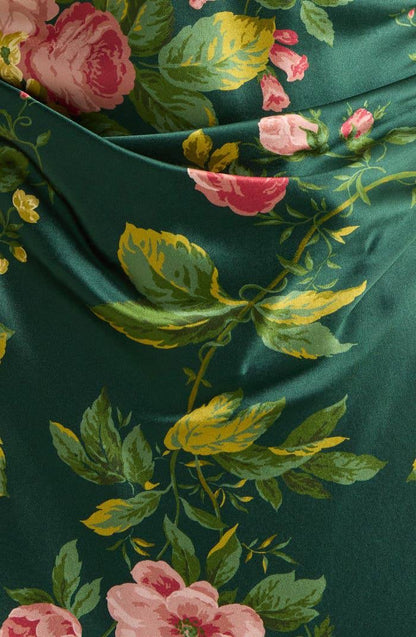 Ref Anaiis Silk High Neck Maxi Dress in Belvedere Green