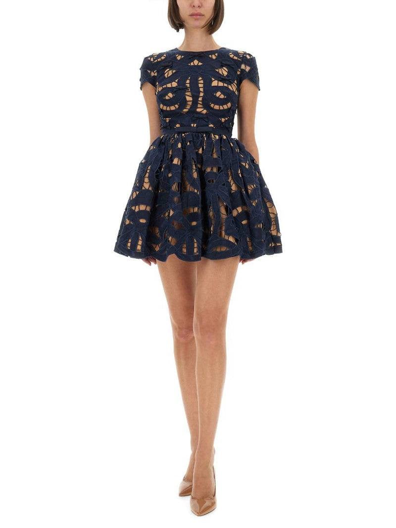 SP Navy Bow Embroidered Mini Dress