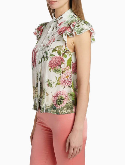 AO Minda Silk Flutter Sleeve Blouse Top