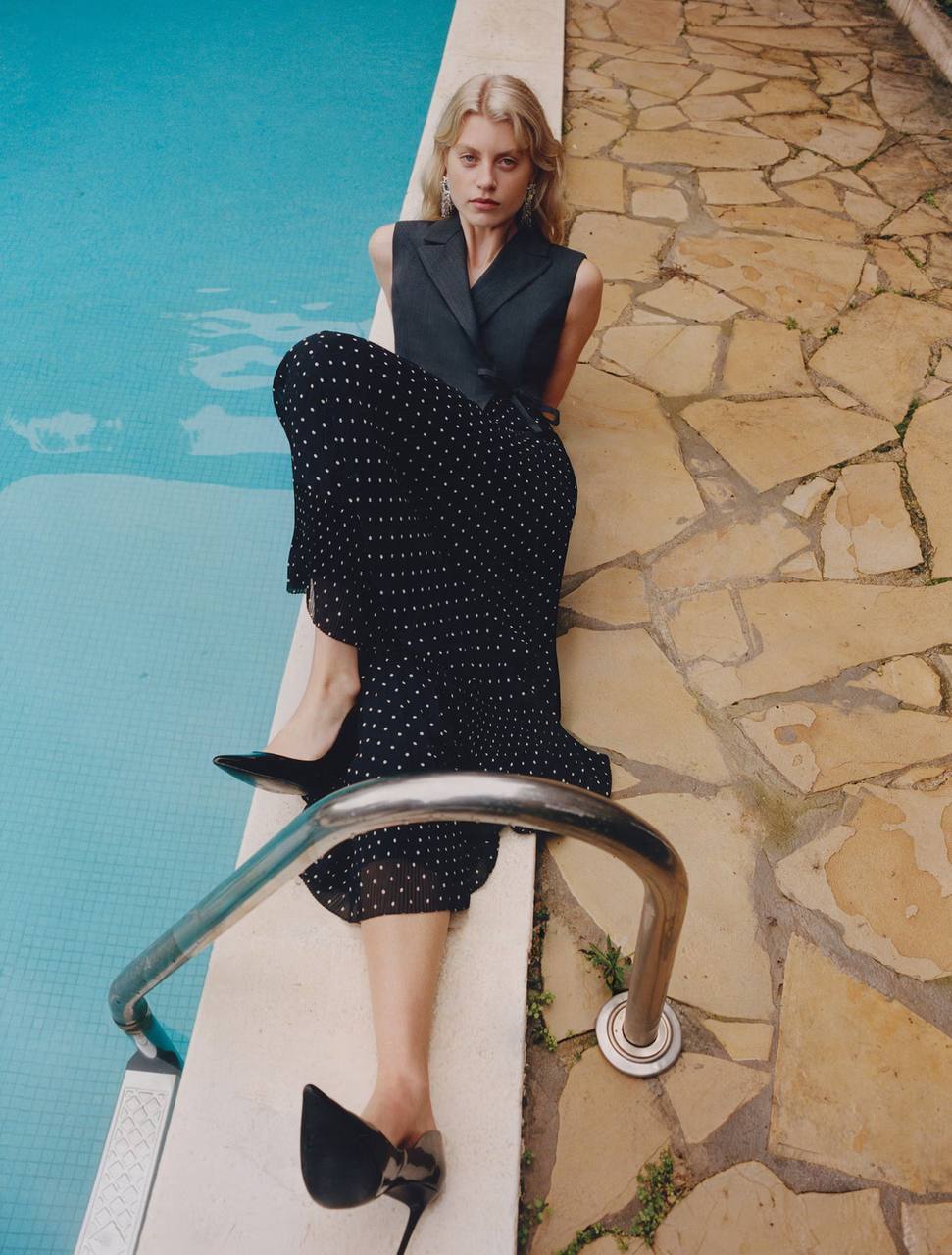 SP Grey Tailored Polka Dot Midi Dress
