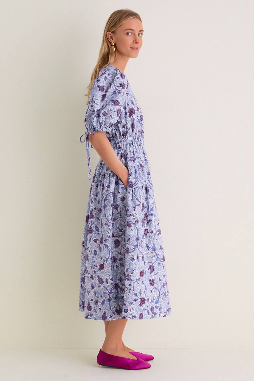UJ Adriana Puff Sleeve Cotton Poplin Midi Dress