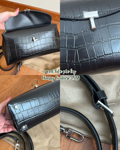 Tot T-Lock crocodile-effect leather clutch bag