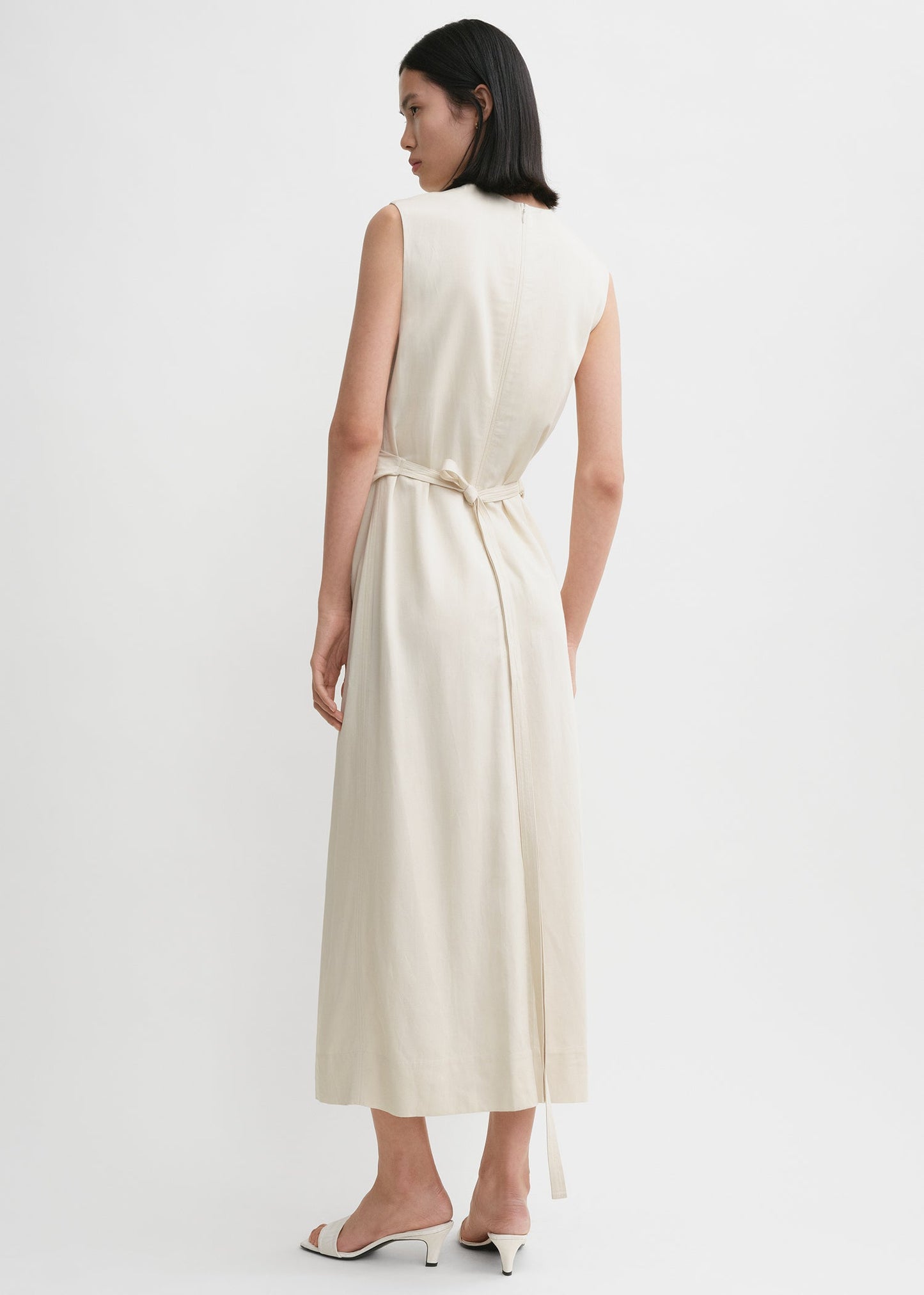 Tot Fluid Tie-Waist Viscose-Linen Midi Dress