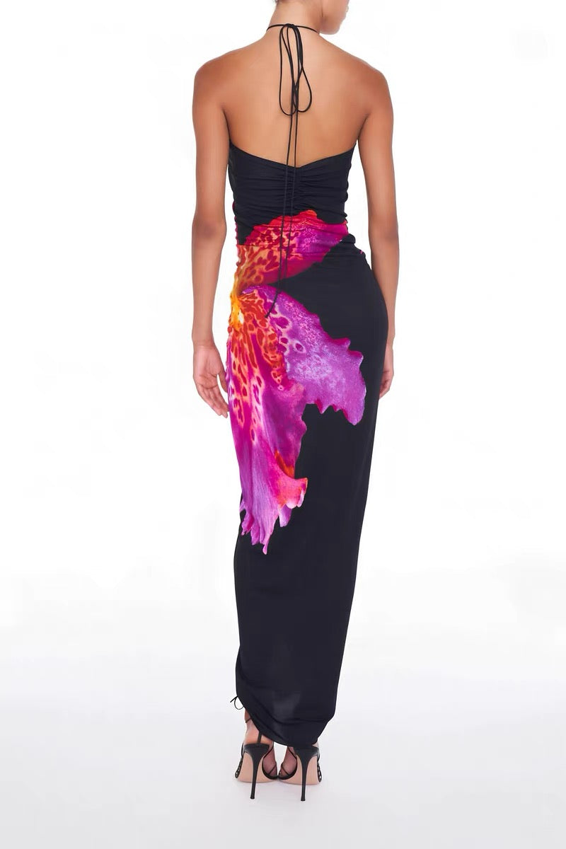 RB Pascala Orchid Viscose Jersey Halter Maxi Dress