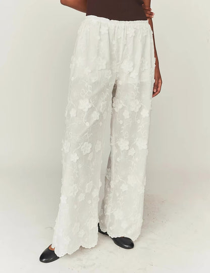 TG Fleur Cotton Embroidered Scalloped Pants