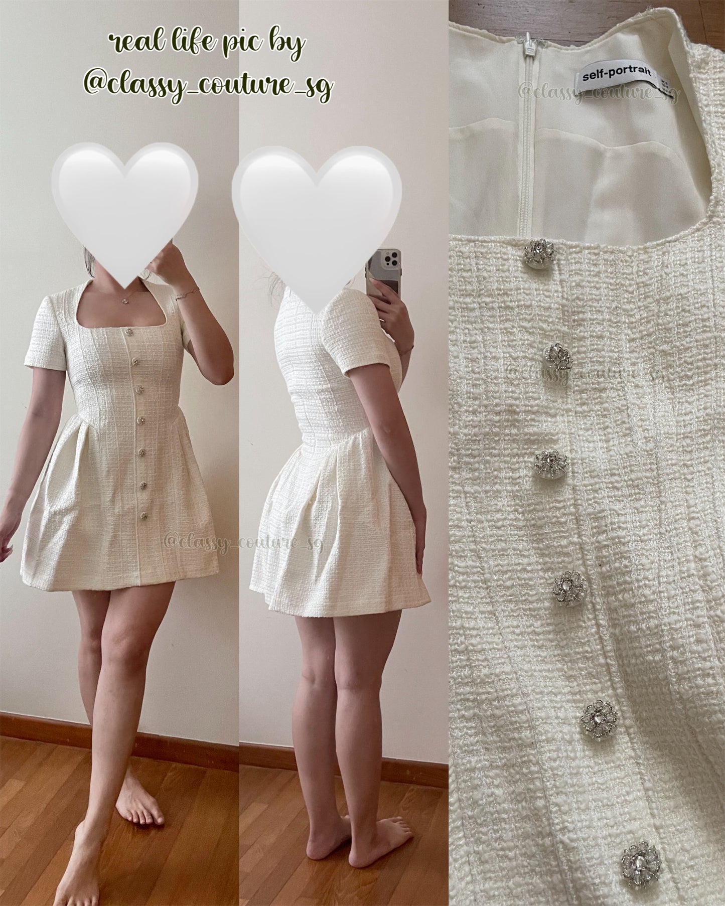 SP Cream Boucle Short Sleeve Mini Dress