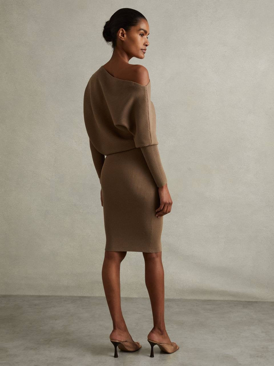 RS Lara Off The Shoulder Ribbed Midi Dress