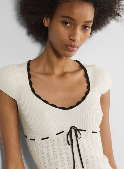 ARZ Soloist Wonder Yarn Viscose-blend Short Sleeve Sweater Top