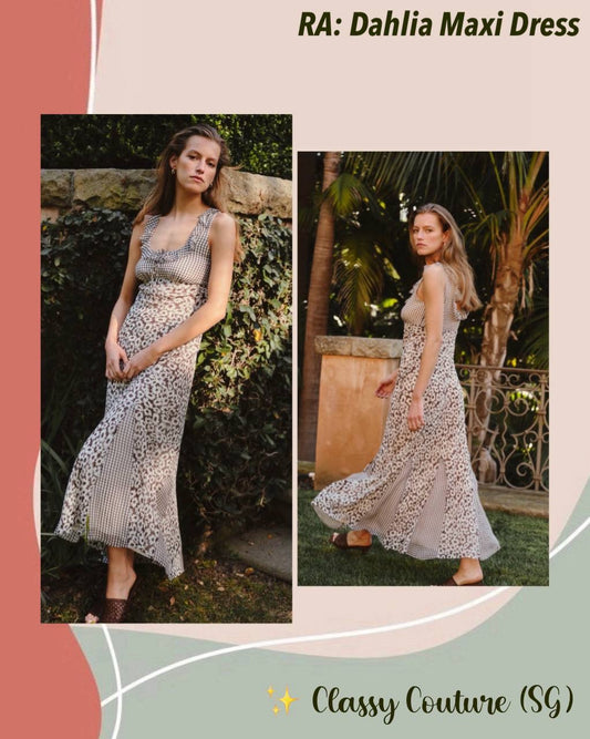 SALE! RA Dahlia Viscose Maxi Dress in Check/Floral