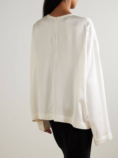 Tot Boxy Satin Viscose Long Sleeve Top