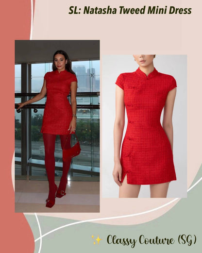 Restock! SAU Natasha Red Tweed Mini Dress