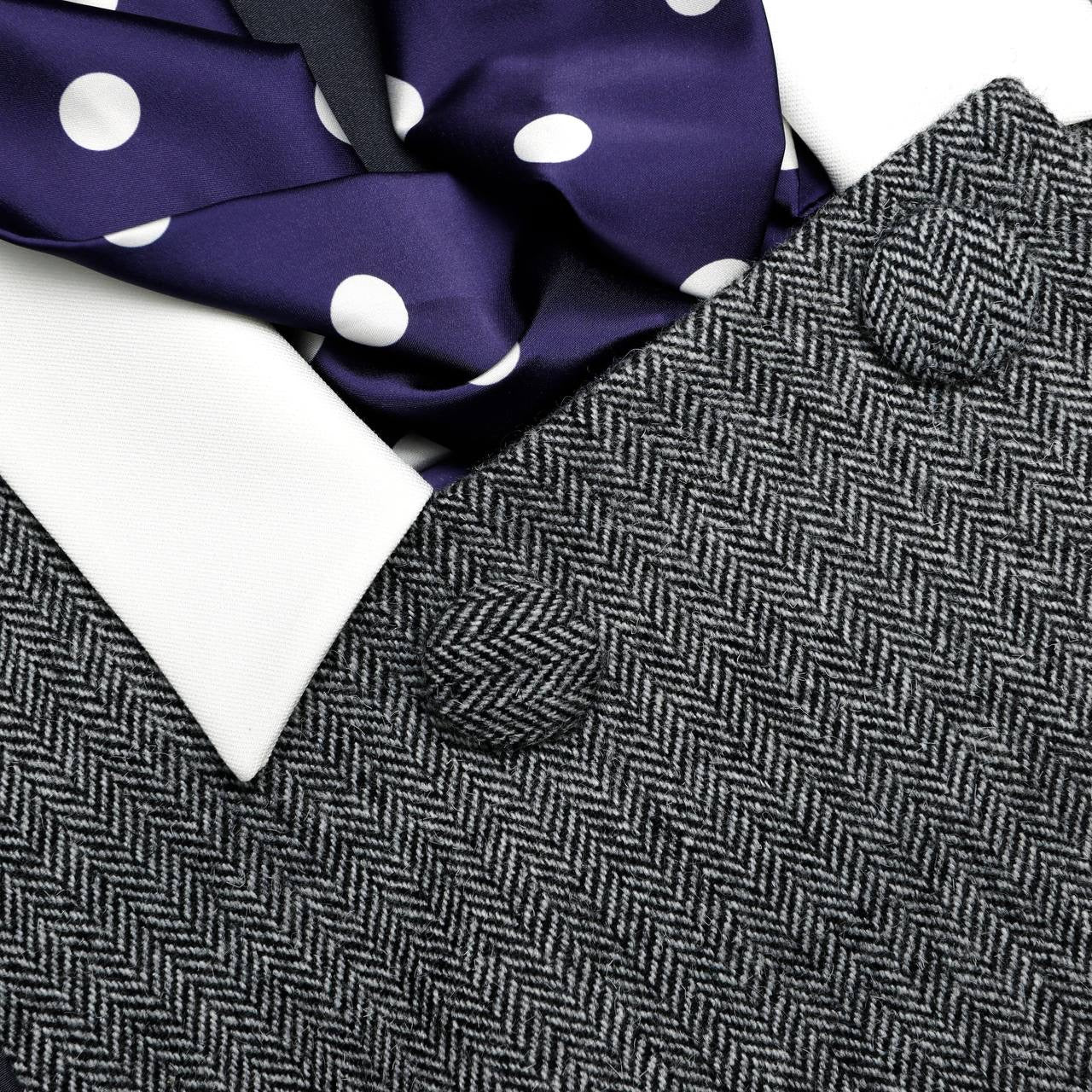 SP Grey Herringbone Scarf-Detail Shift Mini Dress