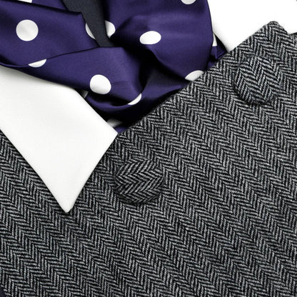 SP Grey Herringbone Scarf-Detail Shift Mini Dress