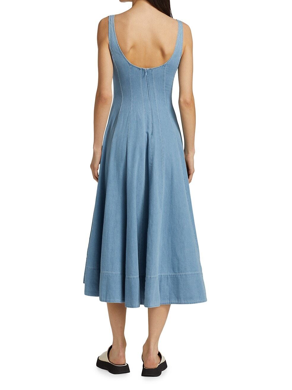 STA Wells Cotton Midi Dress in Light Wash Denim