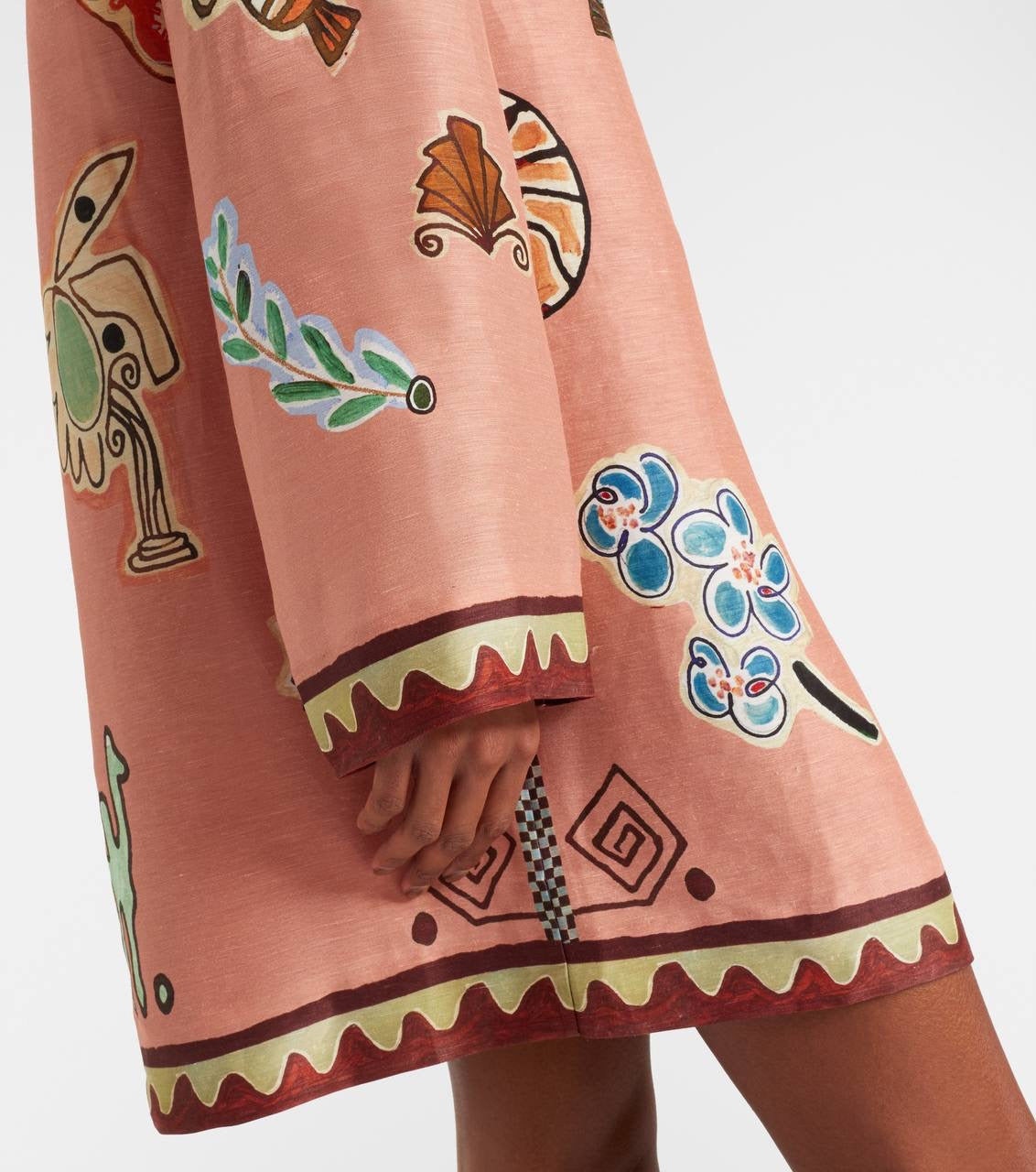 ALM Laurence Linen-Silk Long Sleeve Mini Dress