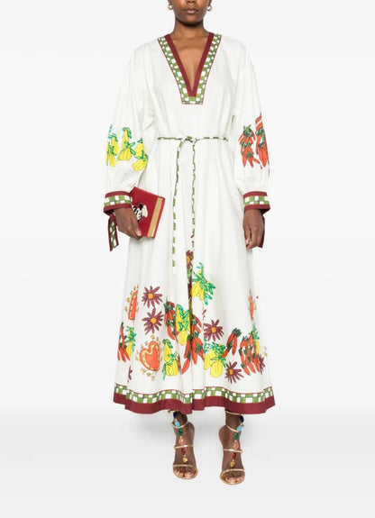 ALM Katerina V Neck Cotton Midi Dress
